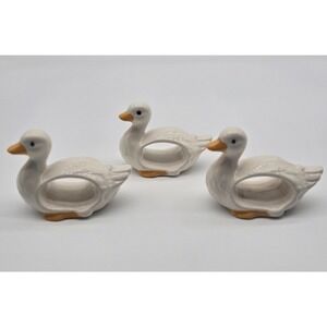 Vintage Handmade Duck Napkin Holders Glazed Ceramic Set of 3